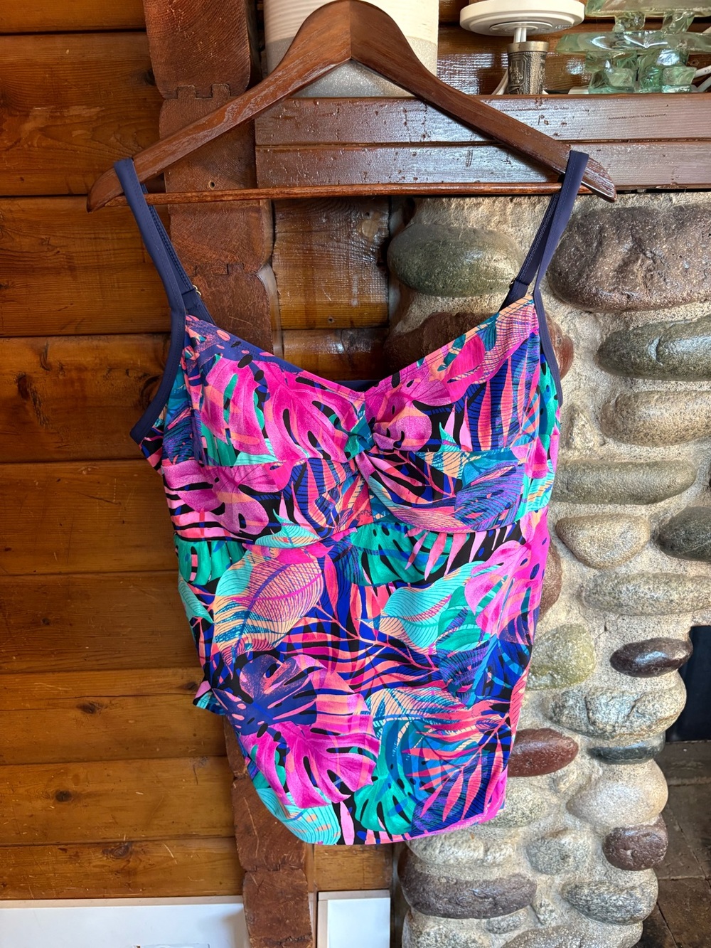 Christina Tropical Ruched Tankini Swim Top